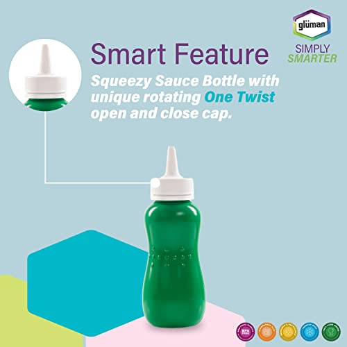 Image of Gluman Squeezy 750 ml Sauce Bottle (Set of 2) for Clean & Mess-free Dispensing | 100% Food Grade | Dishwasher Safe | Freezer Safe | Ergonomically Designed | Reusable (Green)