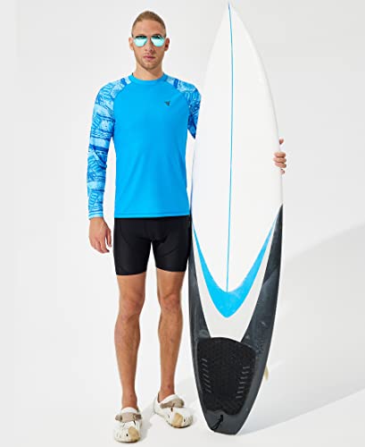 Men's Long Sleeve Swim Shirts Rash Guard Shirts Upf 50+ Sun Protection Uv Spf Quick Dry Fit Surf Rashguard Hiking Fishing Swimming Water Beach Shirts, Blue 5Xl #TOP4