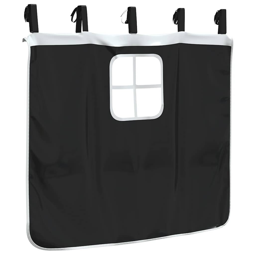 Cortinas para cama alta, color blanco y negro, poliéster 100% resistente, juego de 6 piezas con bolsillos de almacenamiento y alzapaños para habitación infantil