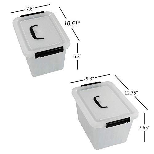 Obstnny 12 Quart&6 Quart Plastic Latching Box With Handles, Clear Storage Bins With Lid #TOP1