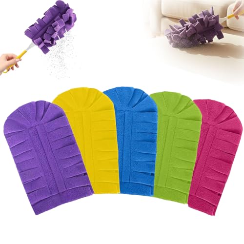 Reusable Dusters for Cleaning 360 Washable Duster Pads Heavy Duty Reusable Duster Refills Electrostatic Fleece Dusting Pads for Home & Office (5PC-Mix)