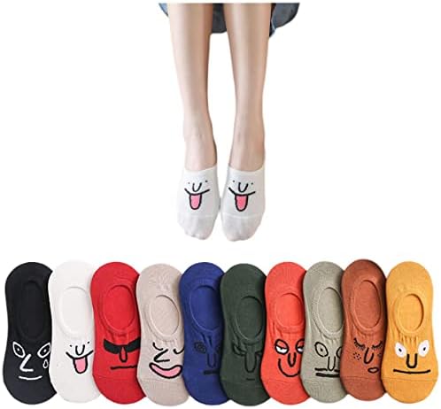 Cute Face Silly No Show Low Cut Invisible Socks for Women Teen Kids Cool Fun Funny Funky Graphic Cotton Crew Socks Gifts