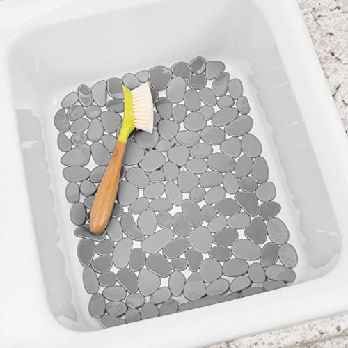 Tapis d'évier en plastique mDesign (lot de 3) gris clair pour double évier de cuisine - 4