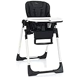INFANS High Chair for Babies & Toddlers, Foldable Highchair with Multiple Adjustable Backrest, Footrest and Seat Height, Removable Tray, Detachable PU Leather Cushion, Built-in Rear Wheels (Black) (Black)