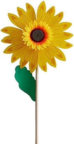 Misright Wood Sunflower Pinwheels Wind Spinner Windmill for Garden Yard Lawn Decoration