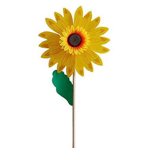 Misright Wood Sunflower Pinwheels Wind Spinner Windmill For Garden Yard Lawn Decoration #TOP3