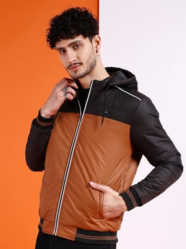Image of The Indian Garage Co Men Regular Fit Colourblocked Bomber Jackets