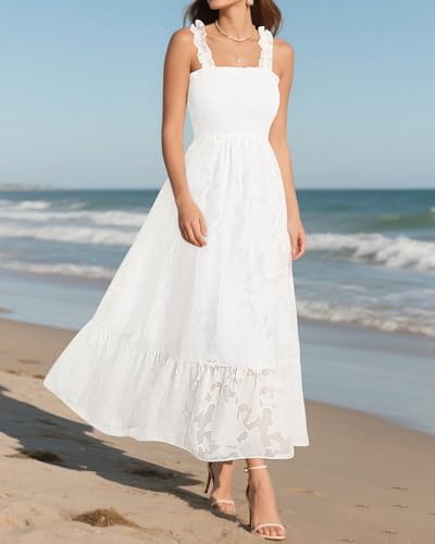 Image of Plus Size Summer Dress - Sun Boho Beach Casual Floral Spaghetti Strap Sleeveless Long Maxi Dresses