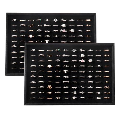 Image of Large Velvet Jewelry Tray Display Drawer Inserts 2 Pack