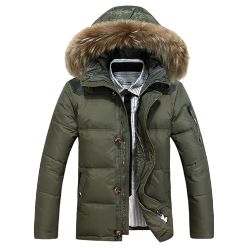 Doudoune matelassée homme veste d'hiver à capuche fausse fourrure isolée