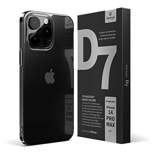 Dechutz Capa D7 Clássico Slim Fit, Nunca amarela - para iPhone 14 Pro Max (Transparente)