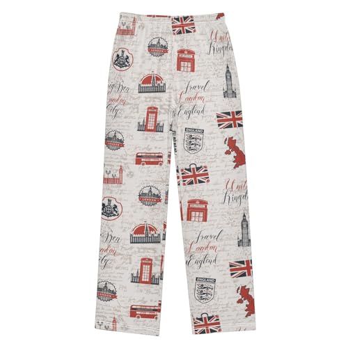 United Kingdom City Boys Long Pants Soft Trousers Elastic Waist Kids Lounge Bottoms with Pockets S-XL