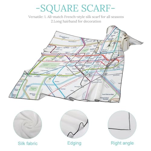 London Tube Map Women's Headband Printed Breathable Lightweight Scarf Square Scarf4