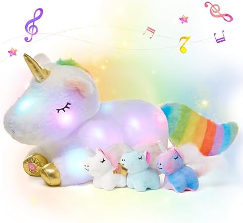 Hopearl LED Musical Stuffed Unicorn Playset Lighting Up Singing P...