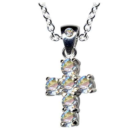 Jesus Kristus kors Gud kristen silverkedja silverberlock halsband äkta sterling 925 silver zirkonium kristall strass klar vit vacker kärlek tro hopp smycke hänge 54013