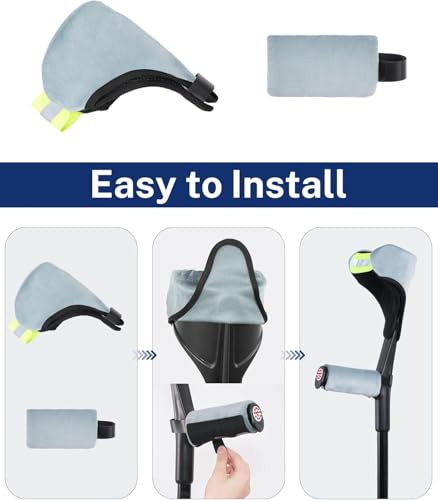 Elbow Crutch Protective Cover - Soft Velvet Forearm Crutch Pads, Ultra-Comfortable Crutches Padding for Armpits and Hand Grips, Washable Forearm Crutches Accessories for Adults, Walking Aid Arm Pads & Hand Grips Covers (Blue 1 Pair)