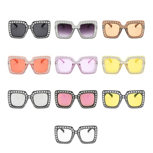 Lunettes de soleil de luxe à strass monture oversize vintage