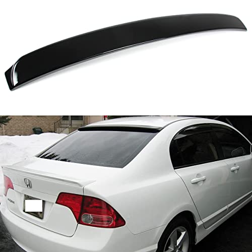Painted Glossy Black Rear Window Roof Top Spoiler Compatible with 2006-2015 Honda Civic 8TH 9TH Gen 4 Door Sedan Model