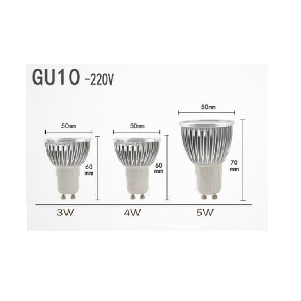 XYAL Lampadine, Confezione da 20, Faretto LED GU5.3/GU10/E27/E14 AC220V 3W/4W/5W MR16 DC12V Lampadina Downlight Sorgente luminosa(Warm white,GU10 220V 3W)