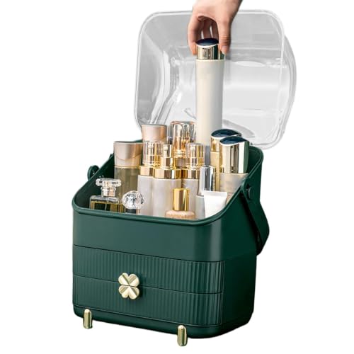 Estante organizador de maquillaje para escritorio y oficina con compartimento para perfumes