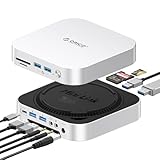 ORICO MiniLink Mac mini M4用USBハブ 9-in-1 10Gbps高速 SSD増設可能 USB-A×4/耳麦分離/TF・SDカードリーダー 静音ファン搭載 アップル風デザイン 磁着式カバー 拡張ドック ドッキングステーション M49P