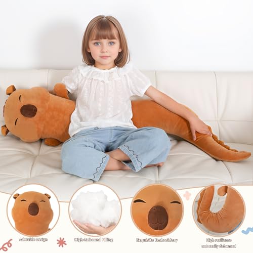 Image of Tianmihou 48 inch Giant Capybara Plush Stuffed Animal, Big Capybara Glow in The Dark Fluorescent Plushies Pillow Toy, Jumbo Cute Capibara Body Pillow Gifts for Kids Adults, Birthday