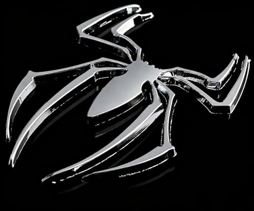 Image of 2PCS 3D Spider Emblem Car Sticker Metal Chrome Silver Spider Badges Sticker for Universal Car Vehicle, Truck, Motorcycle, RV, Scooter, SUV, Door, Window for Headphone Decorations(Silver-B0C22ZMFK8)
