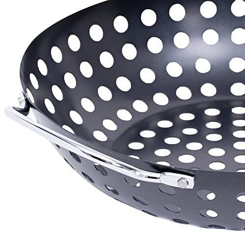 Mimo Style Grelha Perfurada Redonda Para Churrasco, 34cm. Feita Totalmente Em Aço Inoxidável na Cor