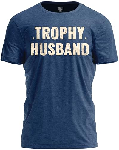 Teeny Fox Trophy Husband Graphic T-Shirt Funny Dad Joke Shirt for Husbands Heather Navy