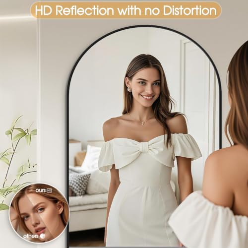 Image of 81 inchx41 inch Floor Mirror Full Length Arched Full Length Mirror Black