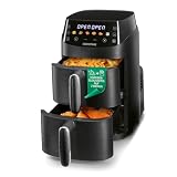 GOURMETmaxx FryUp Vertikale Doppelkammer Heißluftfritteuse XS | Airfryer mit MultiColour-LED-Touchdisplay | Heißluftfritteuse 2 Kammern, 5 L Volumen (2x2,5L) | Heissluftfritteuse Doppelkammer 2 Ebenen