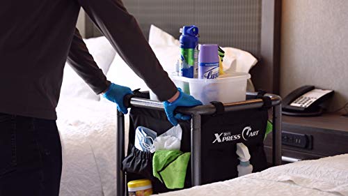 Housekeeping and Janitorial Cart with Rolling Wheels, Black Bag, Compact Steel Frame, Hammertone Finish - Thumbnail 3