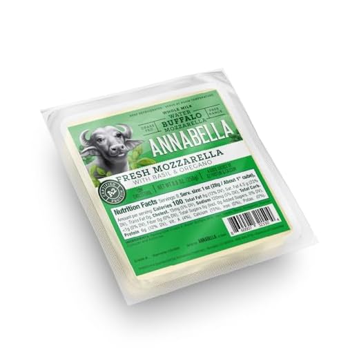 Annabella Herb Water Buffalo Mozzarella Cheese, Low Moisture, Fresh, A2 Whole Milk, Grass Fed, Melt, Shred or Slice, Higher Protein, Less Lactose, 8.8oz Blocks (Pack of 4)