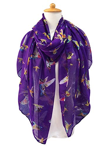 Image of GERINLY Scarfs for Women Lightweight Cotton Feel Scarves Floral Birds Print