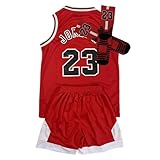 Youth Basketball Jersey #23 Basketball Tank Top Track Shorts Socks Set red Size-28