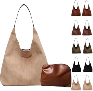 Lramkuy Brown Suede Bag for Women, Brown Suede Tote Bag Purse, Suedes bags for Women, Shoulder Bags