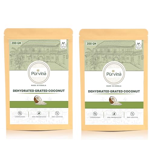 Image of Purvina Dried Grated Coconut - 200 gm (Pack of 2) | From Real Coconuts | Zero Preservatives