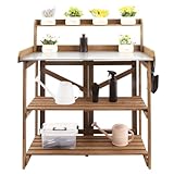 Ketive Folding Potting Bench Table,Outdoor Potting Bench Garden Wooden Potting...