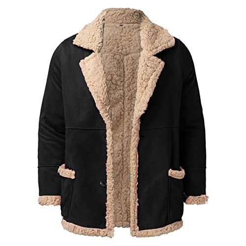 Mens Faux Leather Jacket,Mens Faux Leather Aviator Bomber Jackets Big And Tall Fashion Sherpa Fleece Lined Trucker Jackets #TOP2