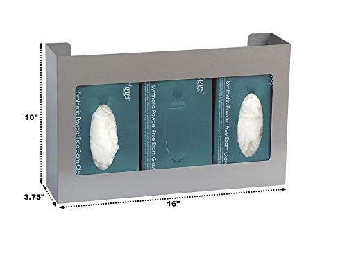 American Made Stainless Steel Triple Glove Box Holder (10"H X 16"W X 3 3/4"D) #TOP1