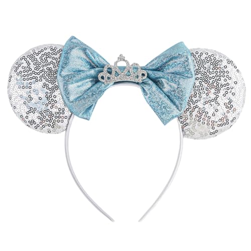 Mouse Ears Headband Bow Accessories Women Costume Cosplay Party Silver