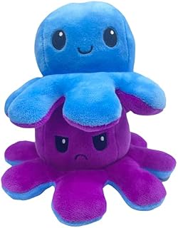 Octopus Plushie Reversable, Double-Sided Flip Reversible Octopus Plush, Soft like Squishmallow Plushies, Stuffed Octopus Plush, Novelty Plushies, Perfect for Playing & Expressing Mood (Blue Purple)