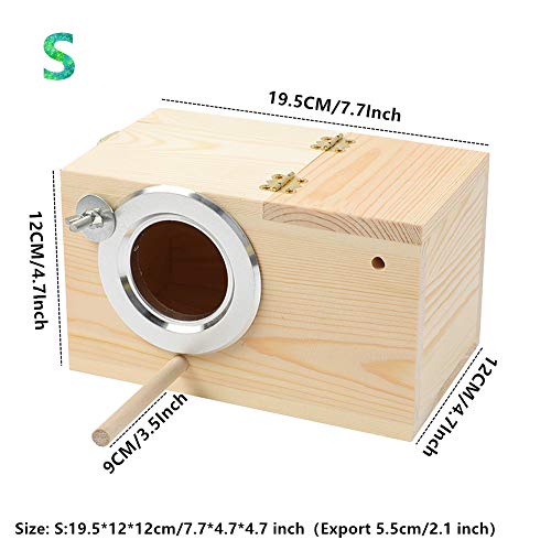 Image of Pine Wood Parakeet Nest Box Bird House Budgie Breeding Mating Box for Lovebirds Cockatiel Parrotlets (S)