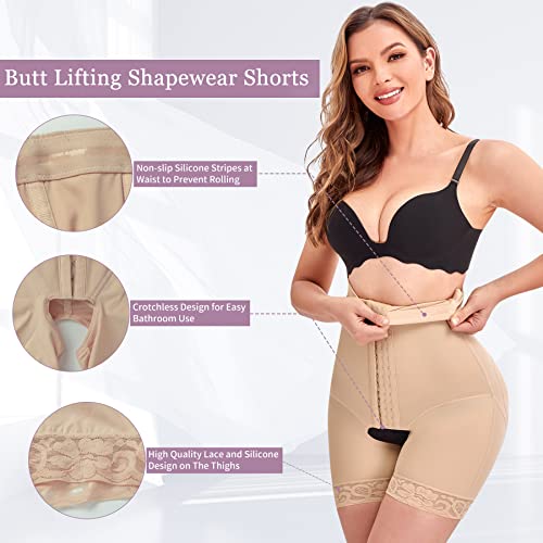 Yerkoad Women Butt Pads Enhancer Shapewear High Waisted Tummy Control Hip Lifter Body Shaper Waist Girdle Thigh Slimmers(Large, Beige) #TOP3