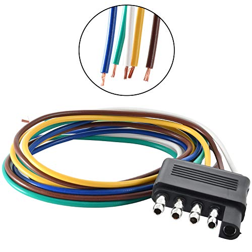 Oyviny 5 Way Flat Trailer Wiring Harness Plug With 22 Inch Wire Lead Trailer End Durable 5 Pin Male Connector Trailer Light Wiring Harness Extension For Trailer Rv Boat Color-Coded Waterproof #TOP1