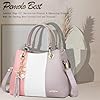 Sac à Main Femme Sac Bandoulière Femme Cabas Sac D'épaule Sac Fourre-Tout Sac de cours PU Cuir frange avec bandoulière ajustable, Rose/Gris/Blanc #3