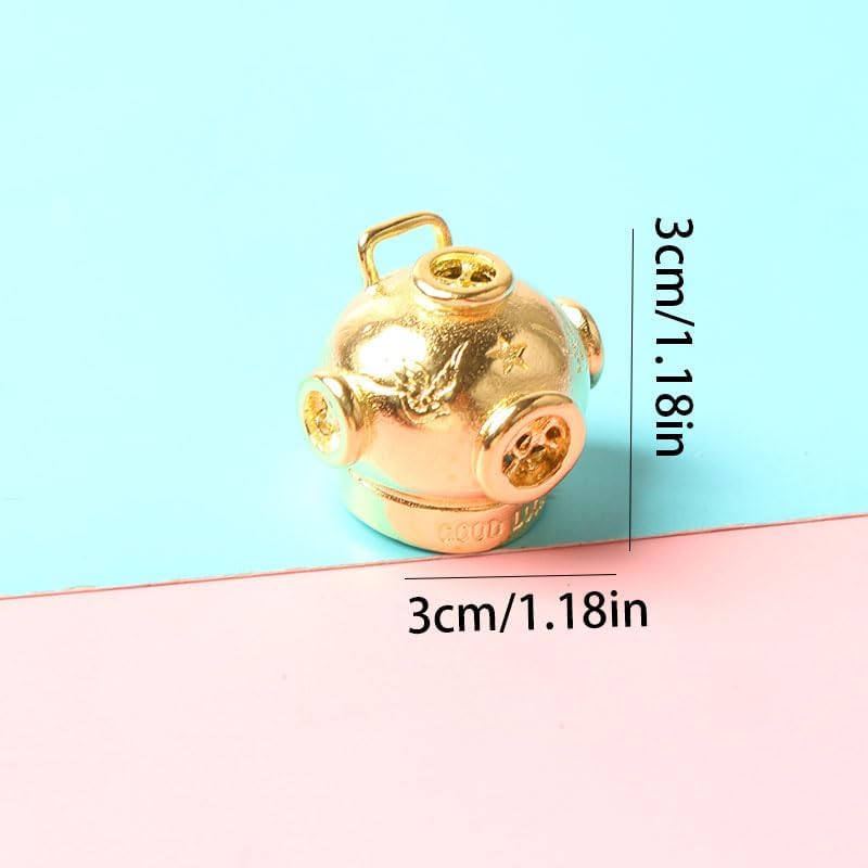 Acxico 1pc Funky Brass Diving Helmet Keychain, EDC Survival Bead for Men's Fashion Accessories, Durable Copper-Zinc Alloy with Starfish Design, Good Luck Charm for Outdoor & Adventure Enthusiasts image 4
