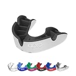 OPRO Silver Level Mouthguard Essential Fit – Gum Shield Adult and Kids – OPRO Mouth Guard Boxing and MMA, Easy Self-Fit Gum Shield Rugby – Superior Protection with Dental Warranty (White/Black)