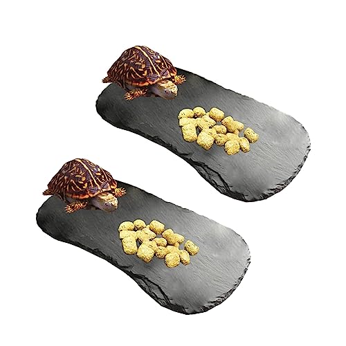 Reptile Basking Platform 11"x5.5" with Food Bowl - 2 Pcs