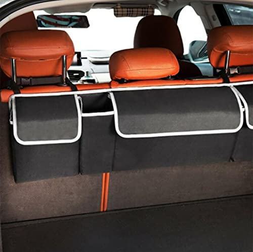 Image of House of Quirk Trunk Storage Organizer Car Travel Storage Bag 4 Compartment Multi Pocket Car Trunk Organizer Car Holders for SUV,Truck,Auto,Minivan (Black, Oxford Fabric), Clothing